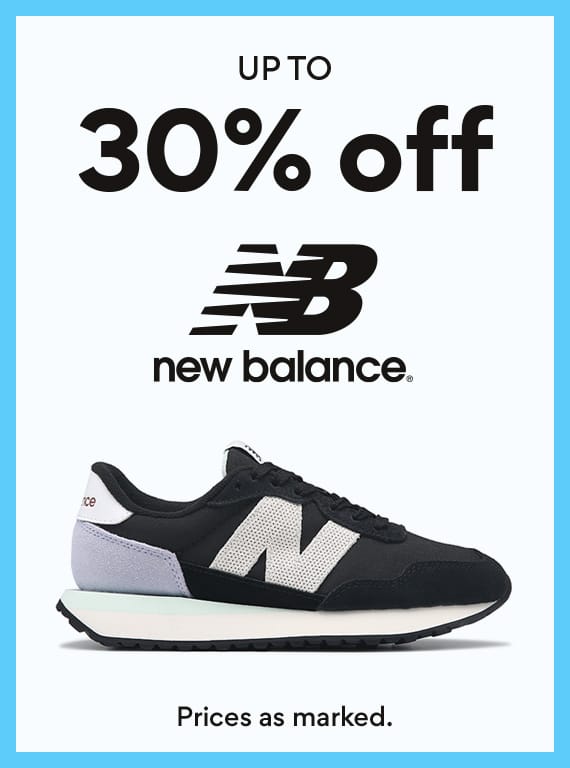 up to 30% off new balance. prices as marked. 