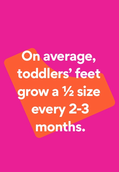 on average toddlers' feet grow a 1/2 size every 2-3 months