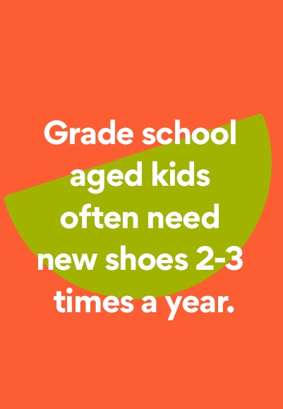 Grade school aged kids ofter need new shoes 2-3 times a year