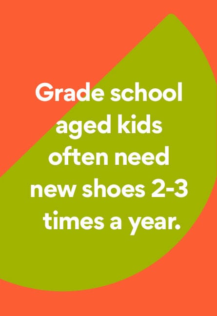 grade school aged kids often need new shoes 2-3 times a year