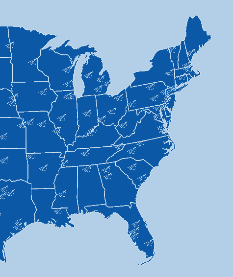 gif of united states map with paper planes