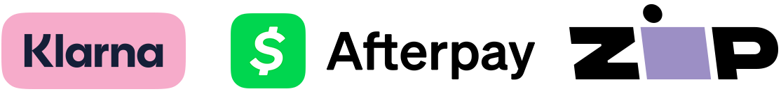 Klarna, Afterpay and Zip logos