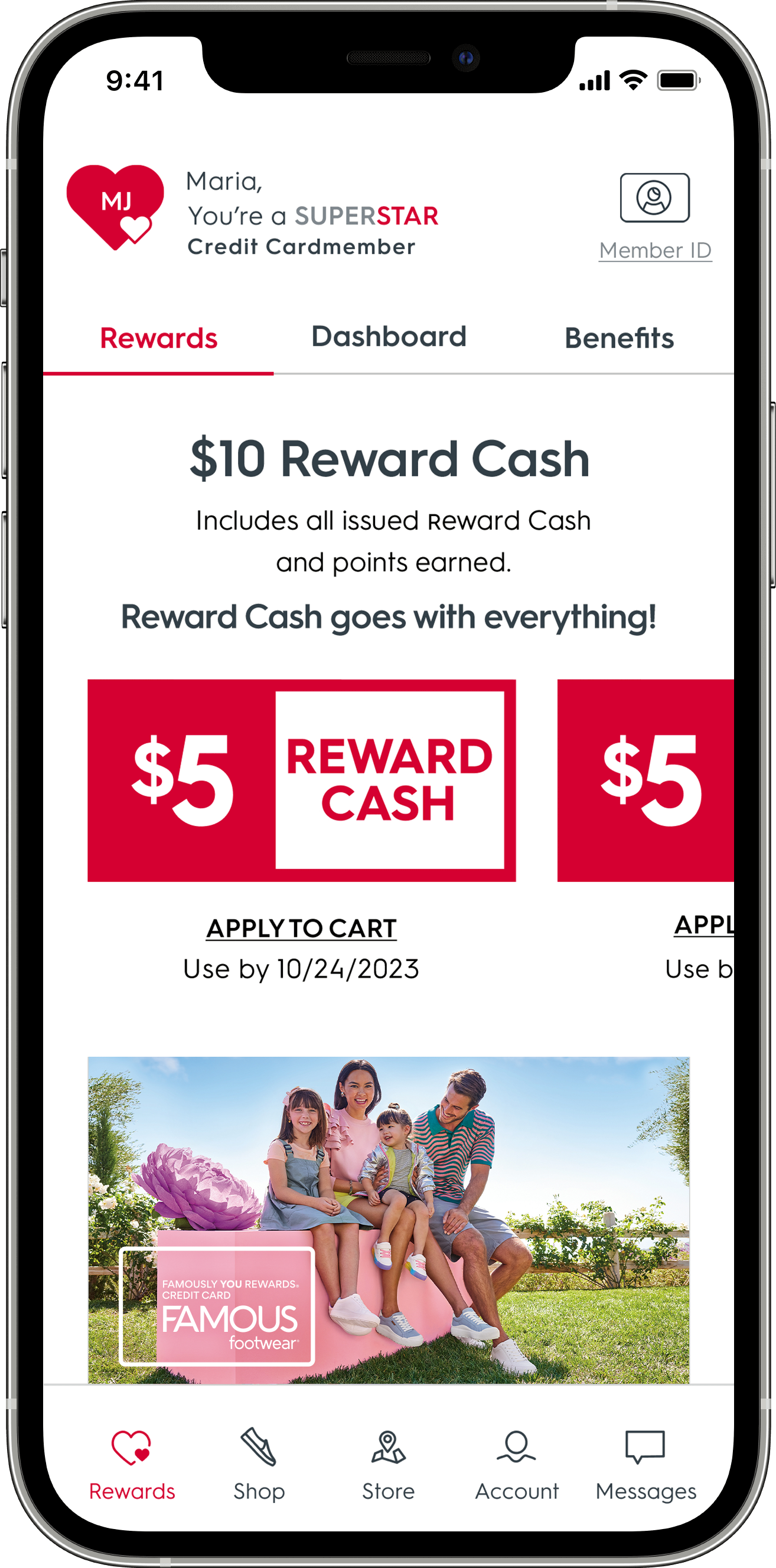 mockup of rewards experience on an iphone