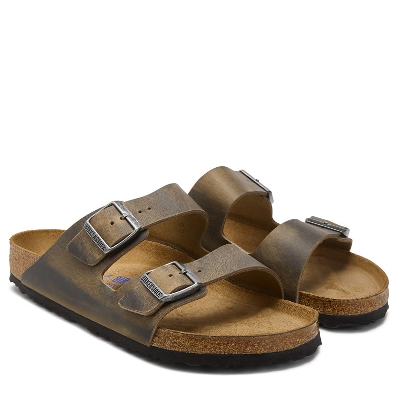Birkenstock Men's Arizona Leather Soft Footbed Sandals (Faded Khaki) - Size 45.0 M