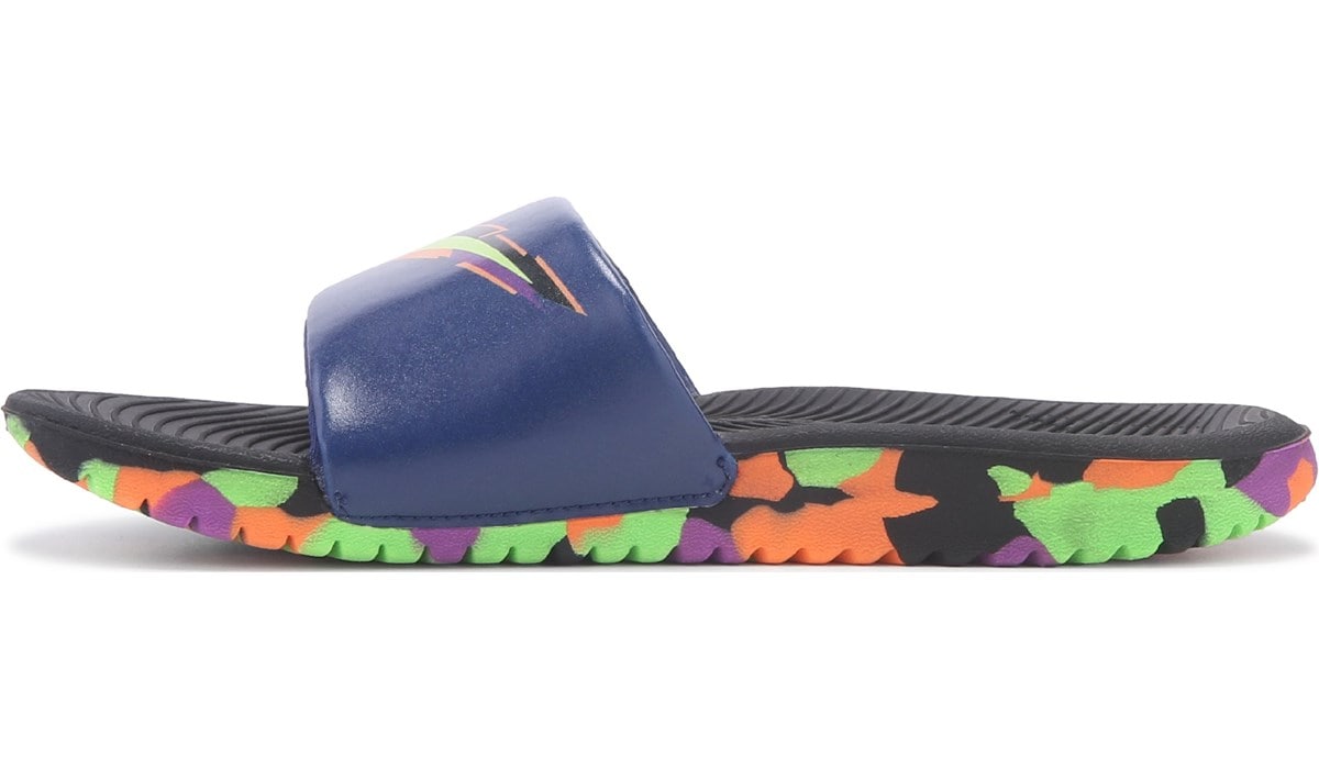 multi colored nike slides