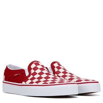 womens red checkered vans