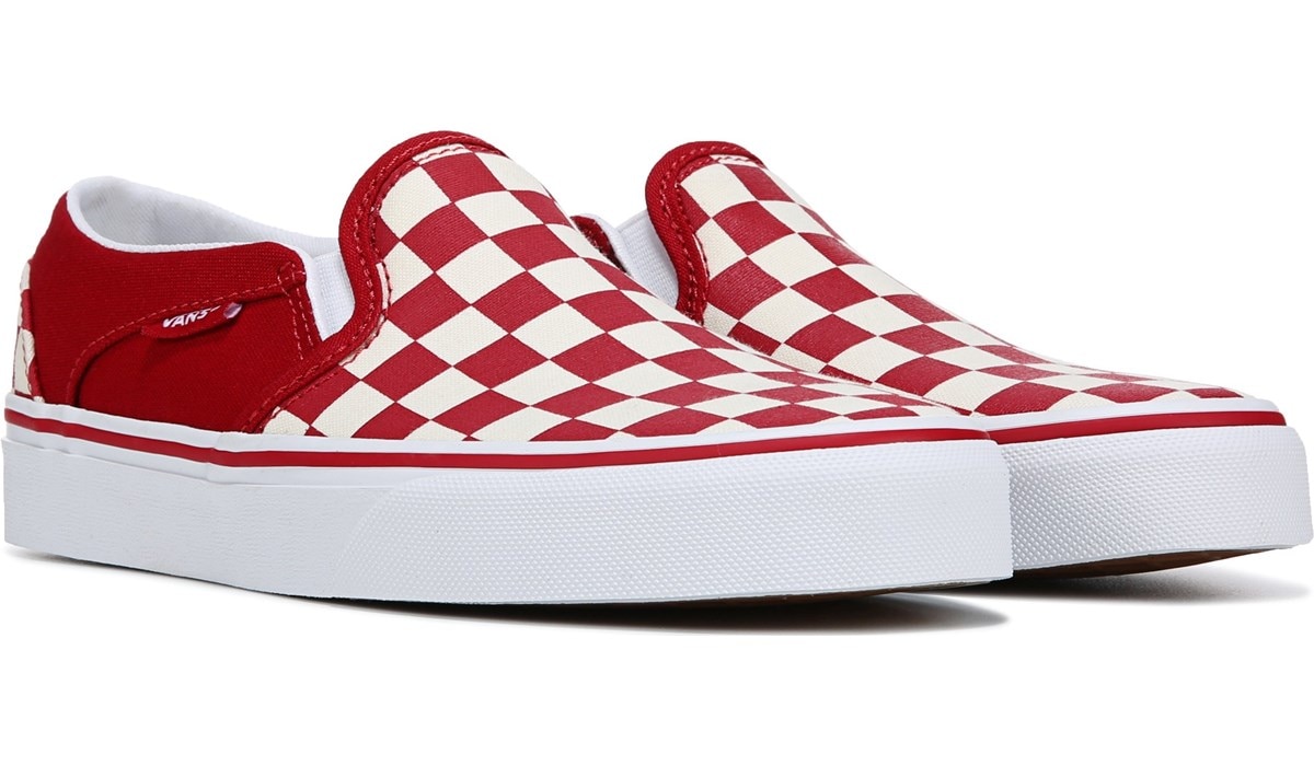 checkered vans red