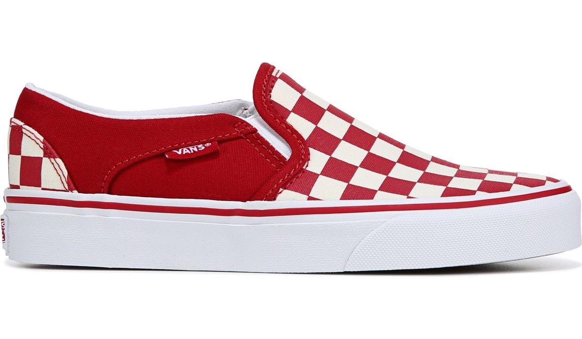 Vans Asher Slip On Sneaker Red, Sneakers and Athletic Famous Footwear
