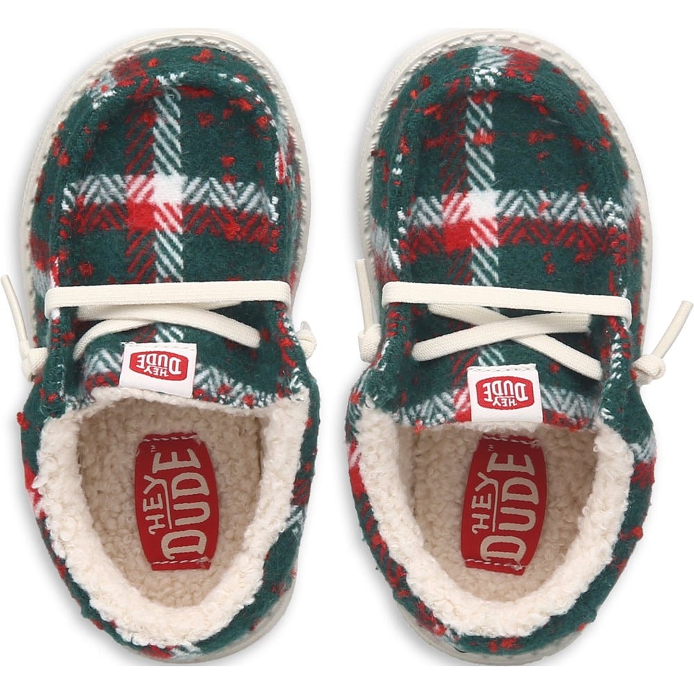 Hey Dude Wally Holiday Cheers Christmas Plaid Slip On Shoes Mens 10 NEW Hey Dude‎ Wally Holiday Cheers Green Plaid Reindeer  main image 2