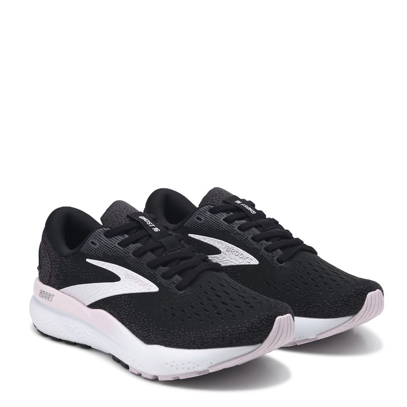 Brooks Women's Ghost 16 Medium/Wide Running Shoes (Black/White/Pink) - Size 9.5 M