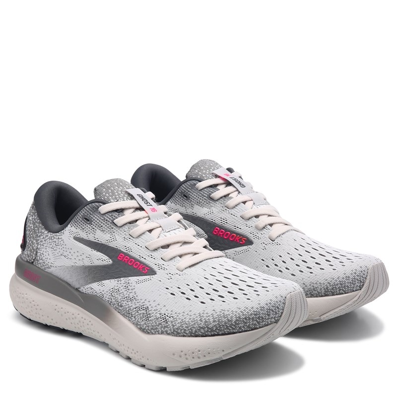 Brooks Women's Ghost 16 Medium/Wide Running Shoes (Grey/Pink) - Size 8.5 M