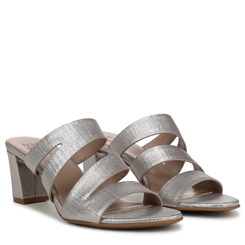 Naturalizer Women's Beaming Slide Sandals (Silver Silver Linen) - Size 8.0 W