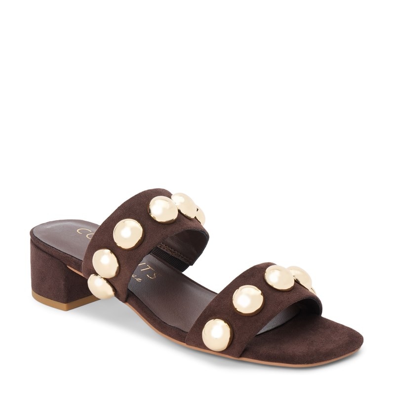 Coconuts Women's Venus Double Band Block Heel Sandals (Coffee) - Size 5.0 M