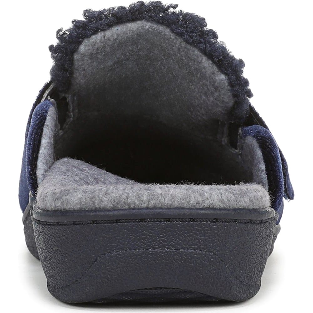 Sleepers Women's Gemma Embroidered Slippers - Touch Fastening Navy Blue House Shoes (Size 9 US)
