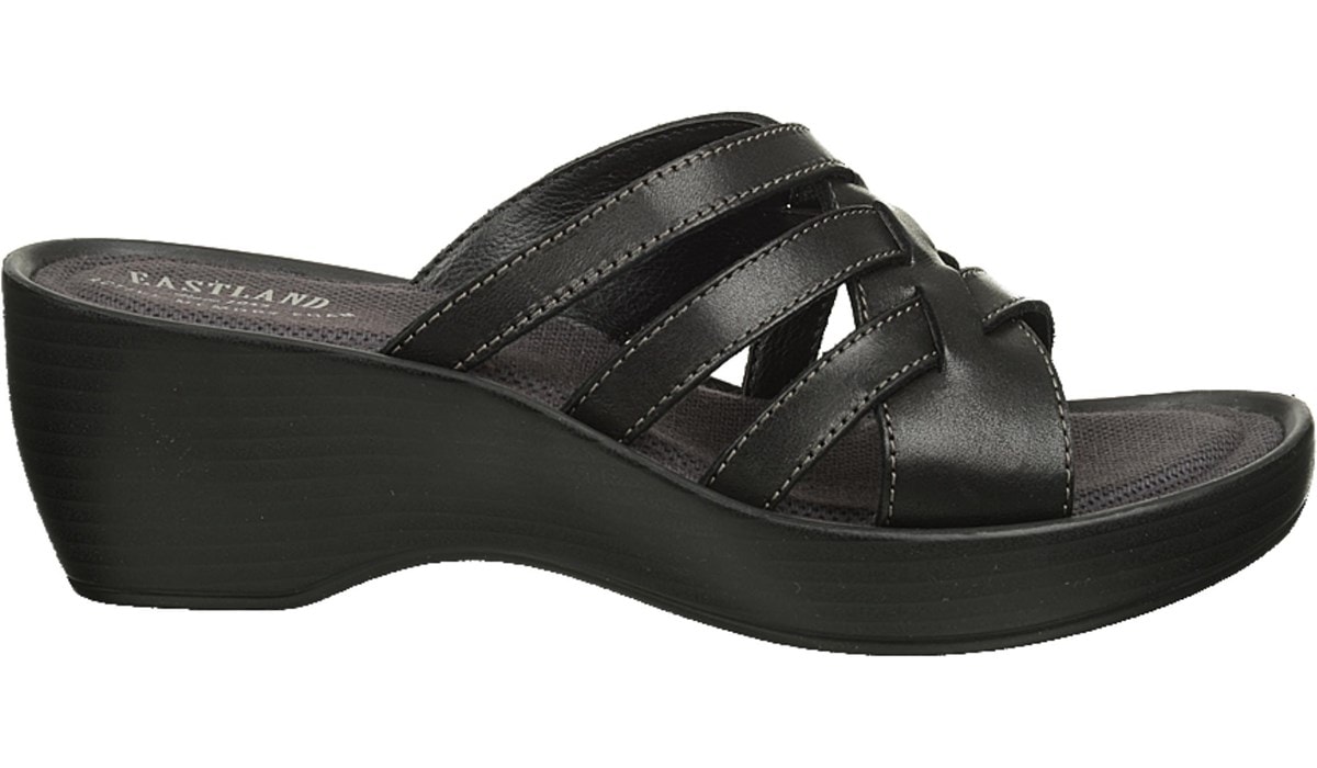 Spring Step Women Foamy Sandals,Black Leather,39