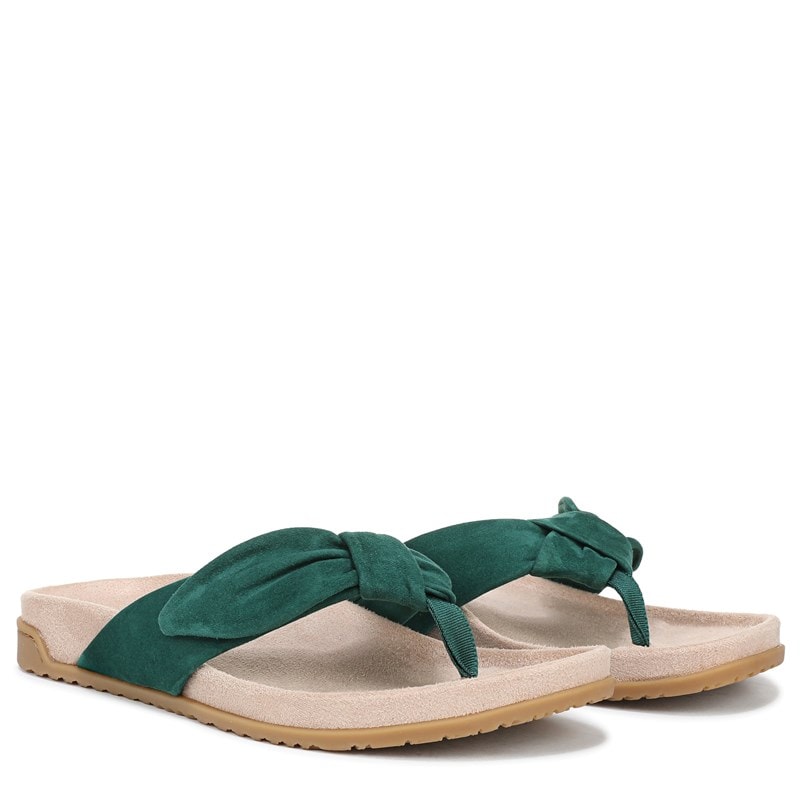 Vionic Women's Eva Toe Post Sandals (Posy Green Suede) - Size 12.0 M