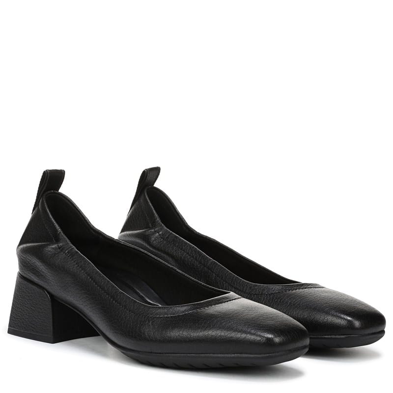 Vionic Women's Ramona Block Heel Pump Shoes (Black Nappa Leather) - Size 5.0 M