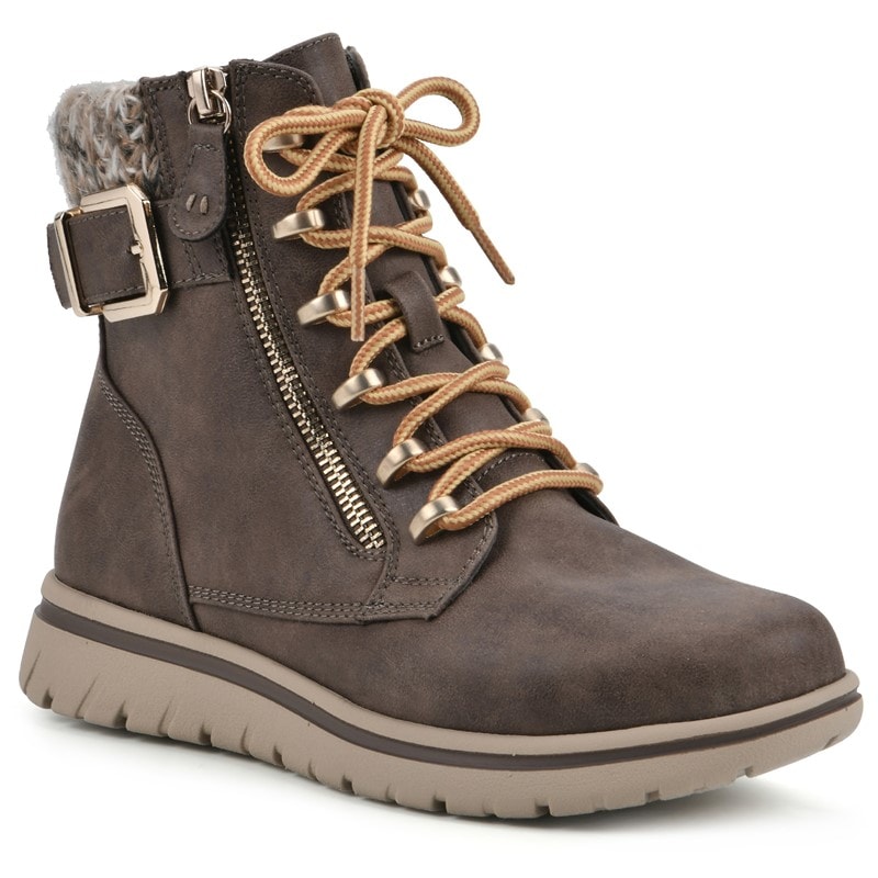 Cliffs by White Mountain Women's Hearten Wide Lace Up Hiking Boots (Stone Fabric) - Size 9.0 W