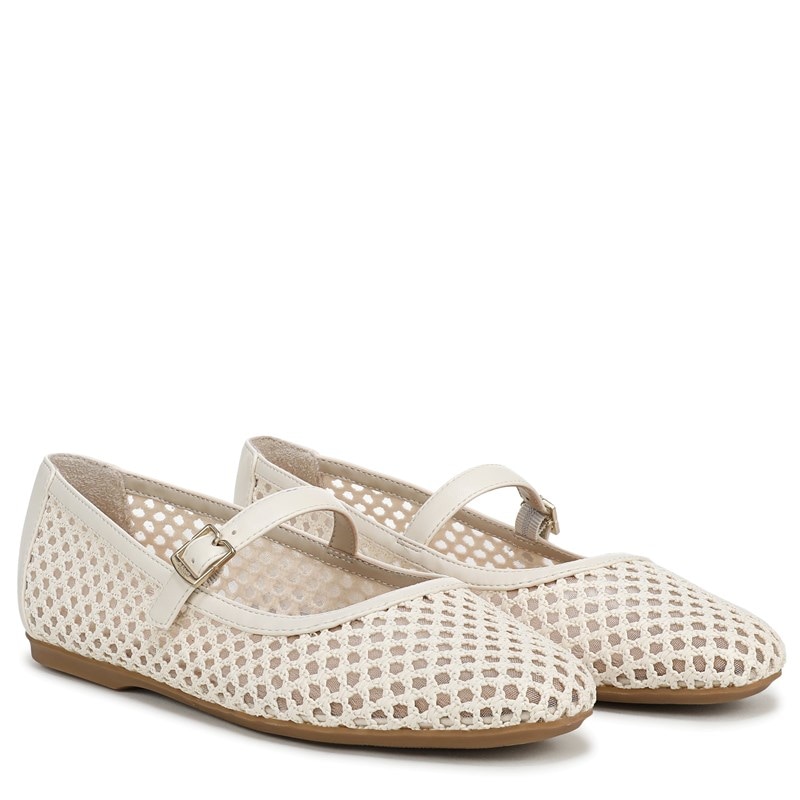 Dr. Scholl's Women's Wren Mary Jane Flat Shoes (White Fabric.) - Size 9.5 M