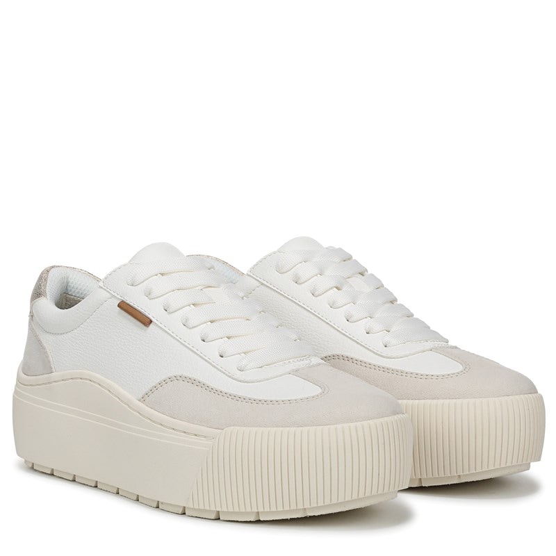 Dr. Scholl's Women's Time Off Most Platform Sneakers (White/Birch Faux Leather) - Size 6.0 M