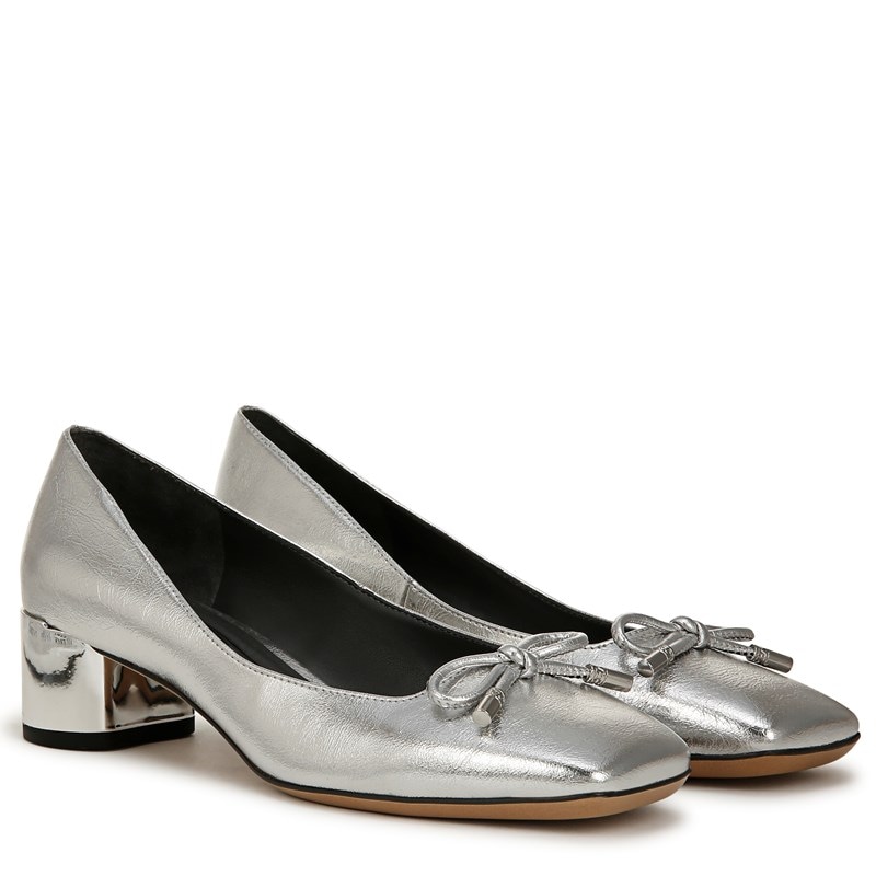 Franco Sarto Women's Natalia Pump Shoes (Silver Silver Faux Leather) - Size 8.0 W