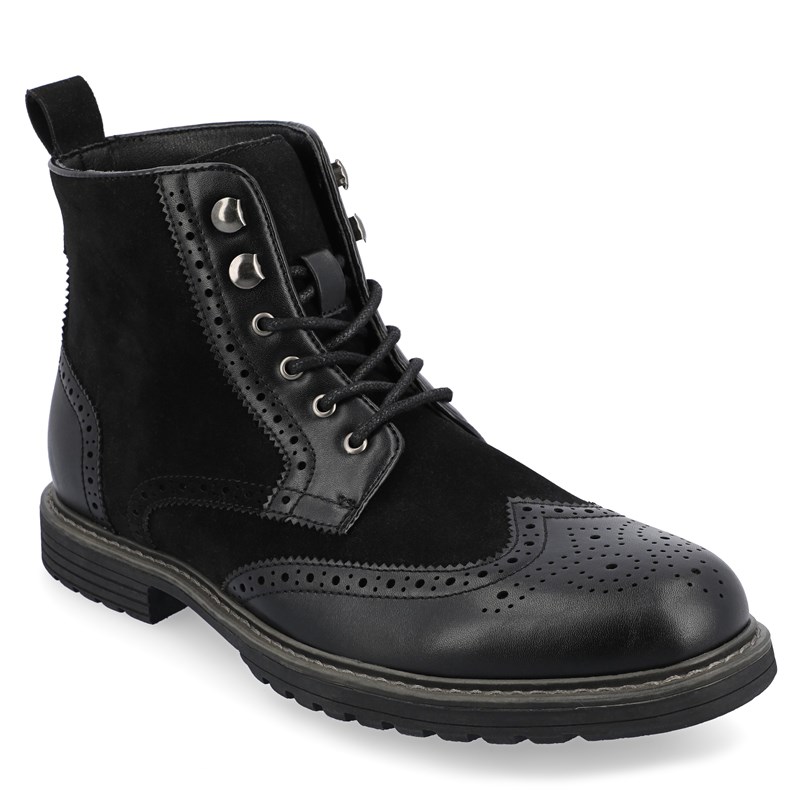 Vance Co. Men's Virgil Wing Tip Boots (Black Synthetic) - Size 13.0 M