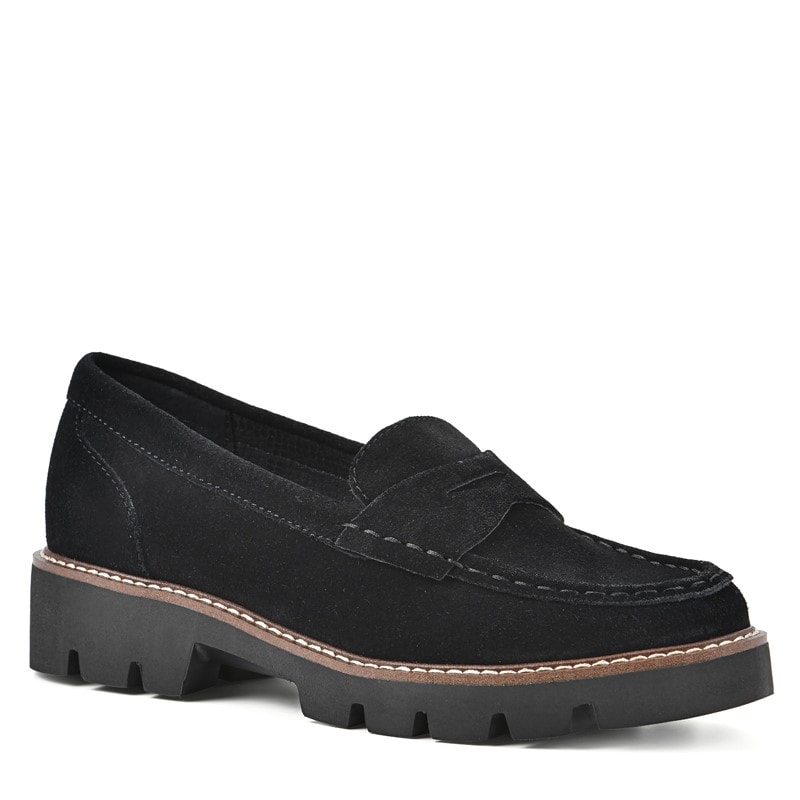 White Mountain Women's Gunner Wide Slip On Loafers (Black Leather) - Size 8.5 W