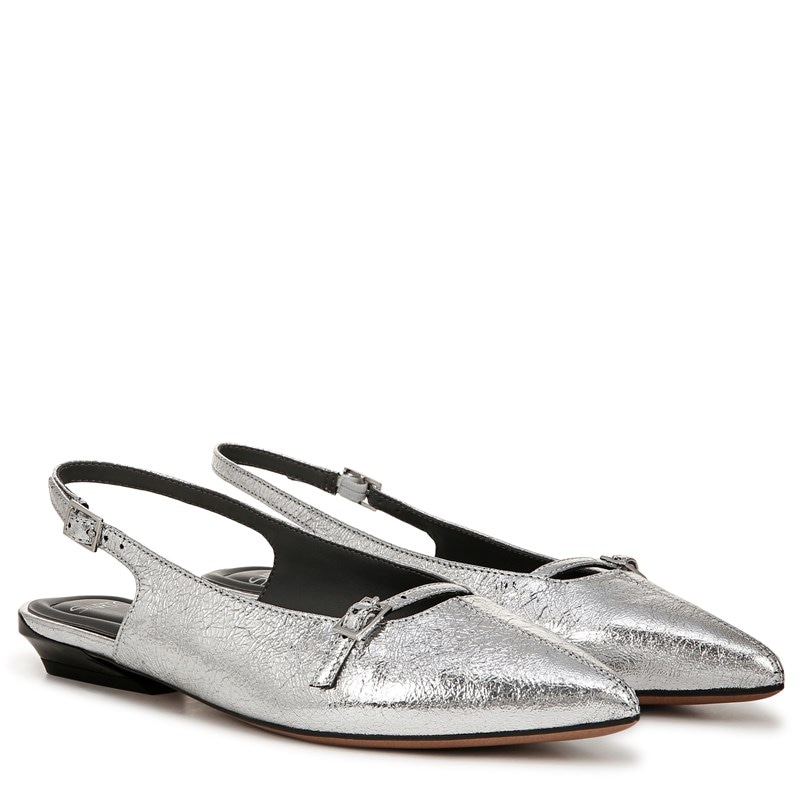 Sarto by Franco Sarto Women's Emma Mary Jane Slingback Shoes (Silver Silver Leather) - Size 7.0 M