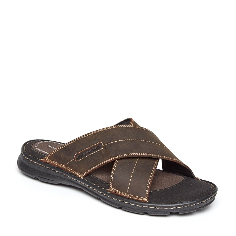 Rockport Men's Darwyn Cross Band Slide Sandals (Brown Leather) - Size 12.0 M