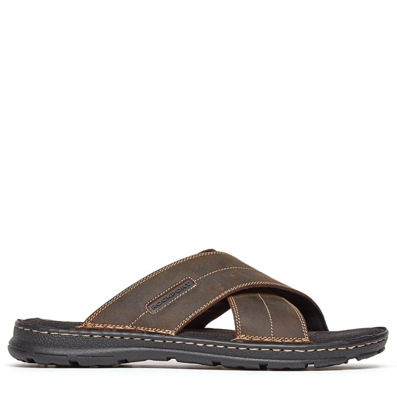 Men's Rockport, Darwyn Cross Band Slide Sandals 9.5 Brown