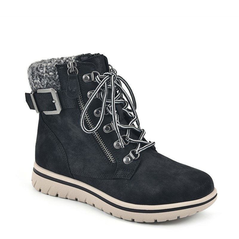 Cliffs by White Mountain Women's Hearty Lace Up Hiking Boots (Black Fabric) - Size 7.5 M