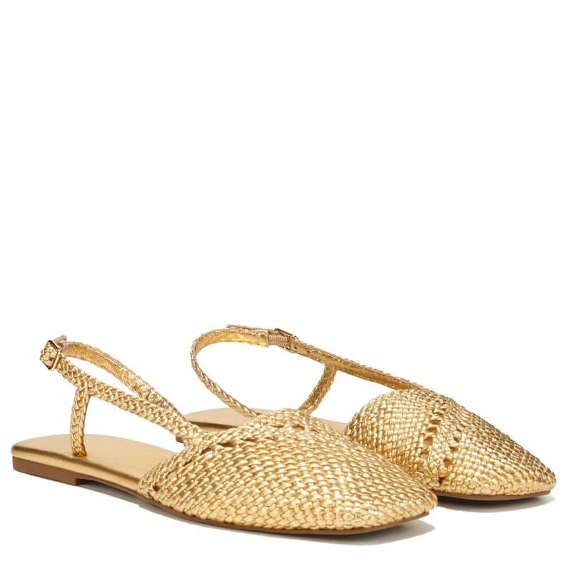 Sarto by Franco Sarto Sarto Ilona Slingback Flat Shoes (Ocra Gold Leather) - Size 7.0 M