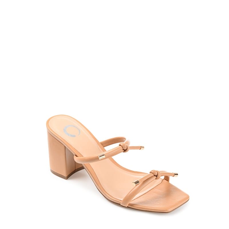 Journee Women's Jessa Block Heel Dress Sandals (Tan Synthetic) - Size 10.0