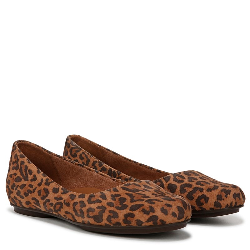 Naturalizer Women's Maxwell Ballet Flat Shoes (Desert Tan Leopard Print Suede) - Size 5.0 M