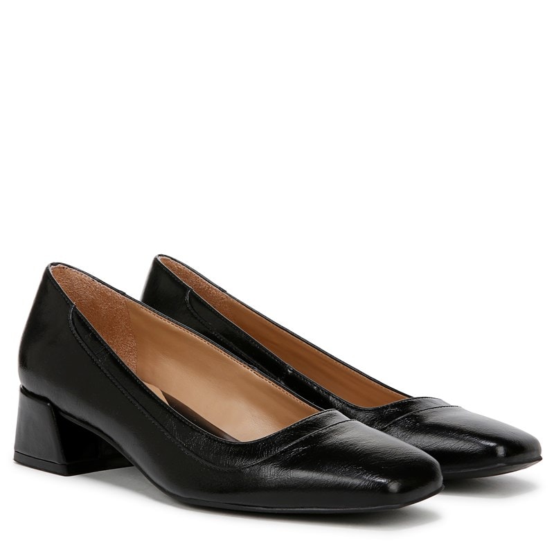 Naturalizer Women's Huntley Block Heel Pump Shoes (Black Faux Leather) - Size 12.0 M