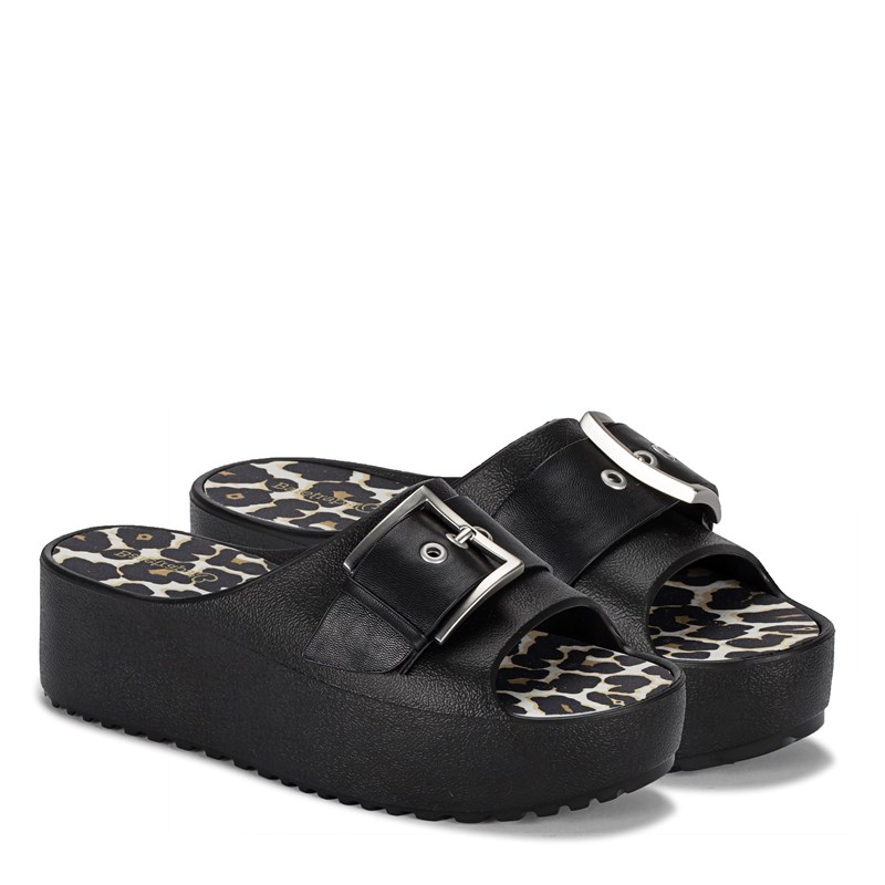 Baretraps Women's Pacey Platform Slide Sandals (Black/White) - Size 6.0 M