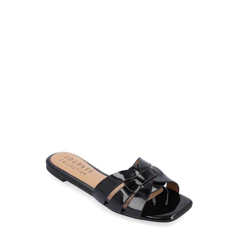 Journee Women's Arrina Wide Slide Sandals (Black) - Size 7.0 W