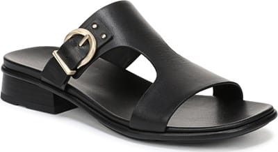 Women's Beach Slide Sandal - Black Leather