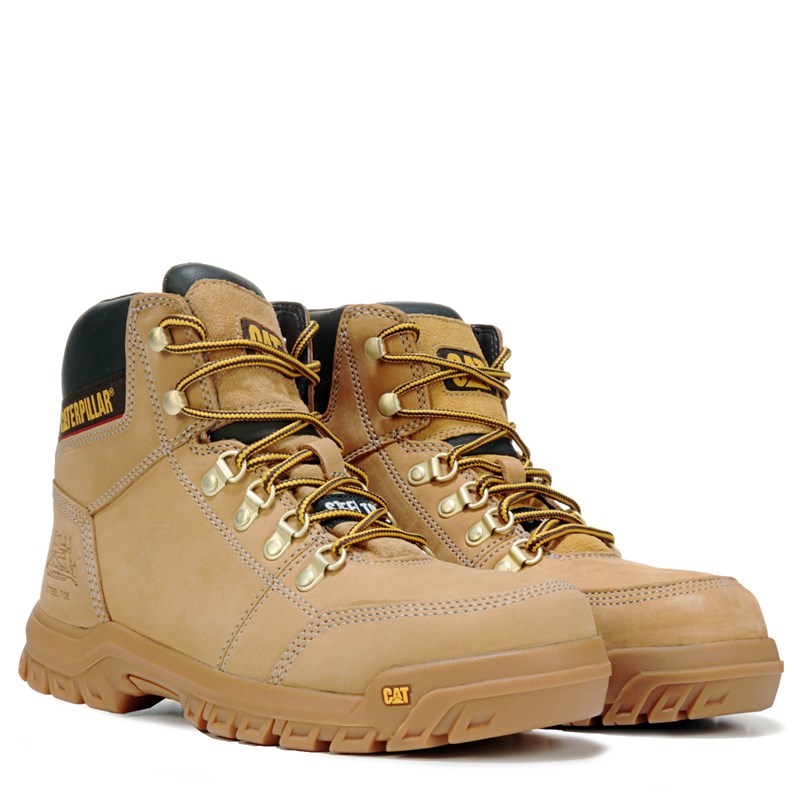 Caterpillar Men's Outline Medium/Wide Steel Toe Slip Resistant Work Boots (Honey Leather) - Size 10.5 M