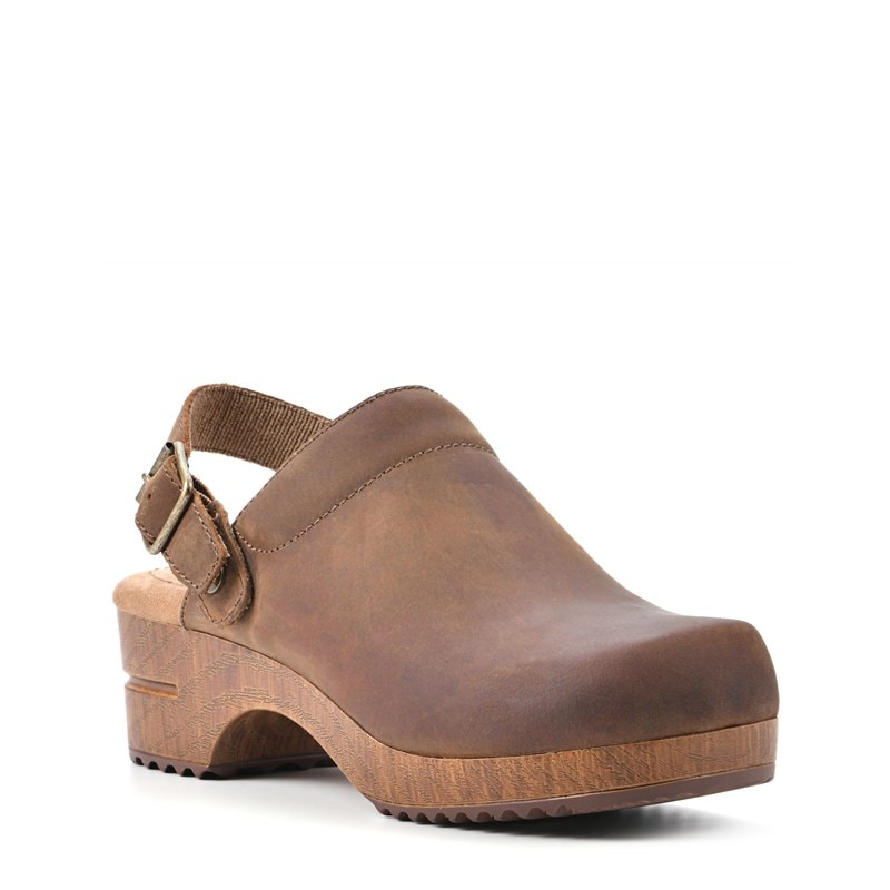 White Mountain Women's Being Clog Shoes (Brown Leather) - Size 7.0 M