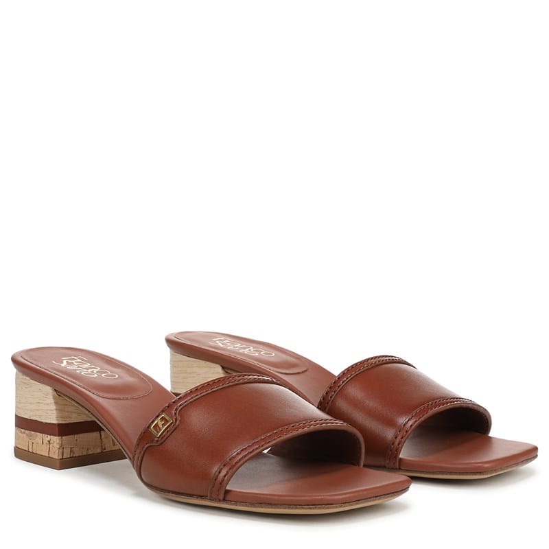 Franco Sarto Women's Kaori Block Heel Slide Sandals (Acorn Brown Leather) - Size 10.0
