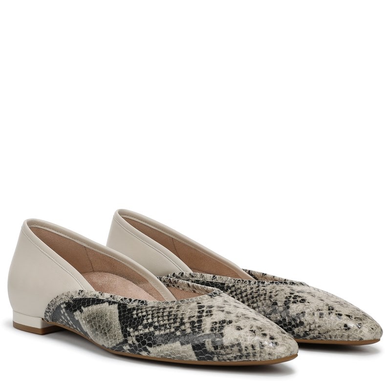 Vionic Women's Gracia Ballet Flat Shoes (Cream Snake Print Leather) - Size 8.5 M