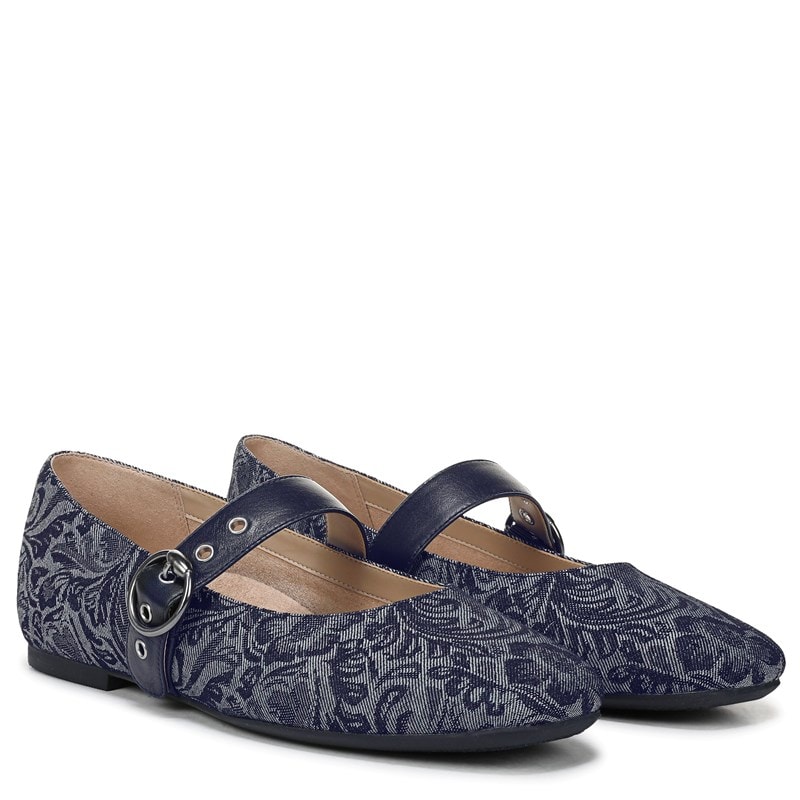 Vionic Women's Hattie Mary Jane Flat Shoes (Dark Denim Paisley Denim) - Size 13.0 M