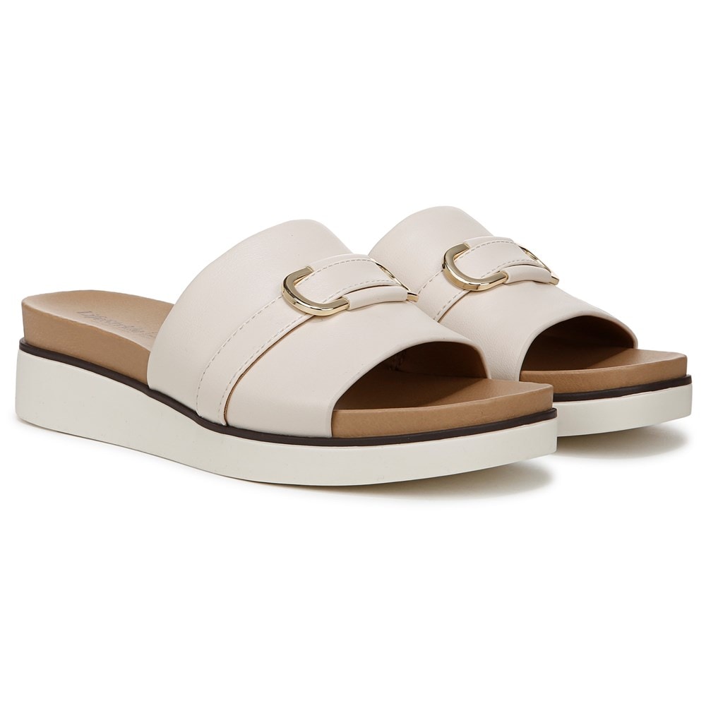 (取寄) ライフストライド レディース ジェネビーブ LifeStride women Genevieve Creme Beige Faux Leather LifeStride Women's Genevieve Flat Sandal | Famous Footwear