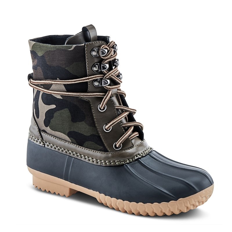 Spring Step Women's Duckie Waterproof Duck Boots (Green Multi Fabric) - Size 37.0 M