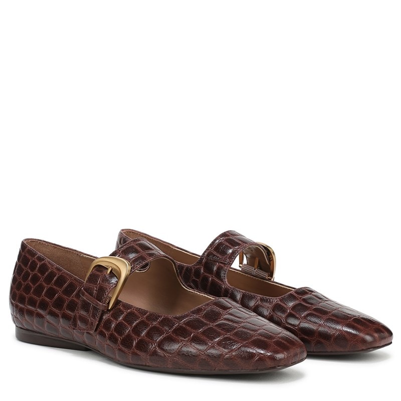 Naturalizer Women's Cosmic Mary Jane Flat Shoes (Cappuccino Croco Leather) - Size 7.5 M