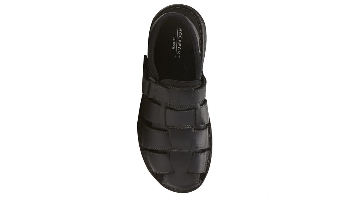 Rockport Men\'s Black Leather Closed-Toe Fisherman Sandals Rockport Adprene by adidas men main image 4