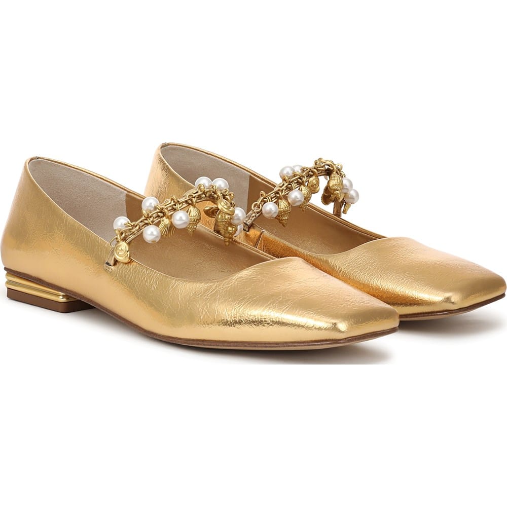 Franco Sarto Women's Franco Tinsley Charm Mary Jane Flat, Gold, 6M