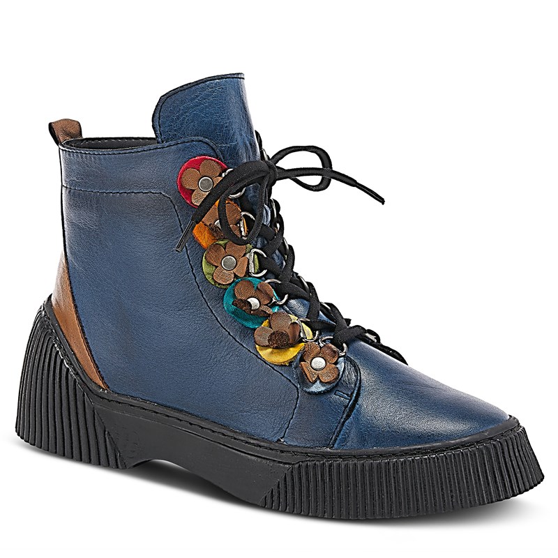 Spring Step Women's Yeba Lace Up Boots (Blue Multi Leather) - Size 38.0 M