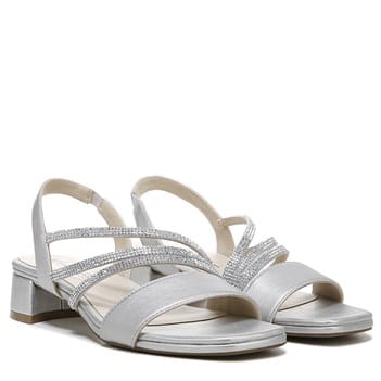 silver dress sandals wide width LifeStride Women's Joy Sandal Silver 9 W